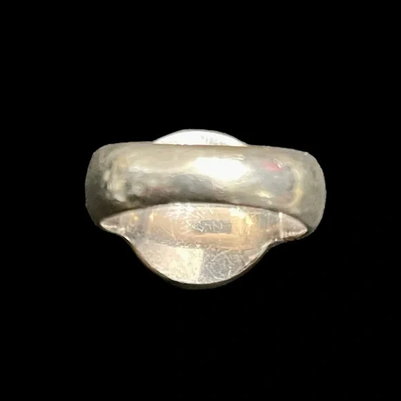 Modernist sterling and pearl ring - Picture 5 of 6